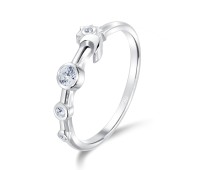 Shooting Star Designed CZ Stone Silver Ring NSR-4052